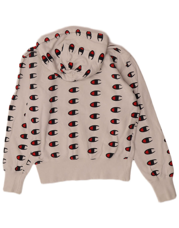 Damska bluza z kapturem Champion Graphic o swobodnym kroju UK 10 Small White Sports