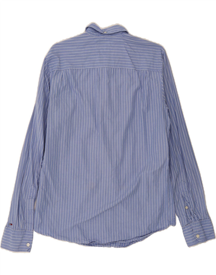 TOMMY HILFIGER Mens Shirt Large Blue Striped Cotton Vintage Tommy Hilfiger and Second-Hand Tommy Hilfiger from Messina Hembry 