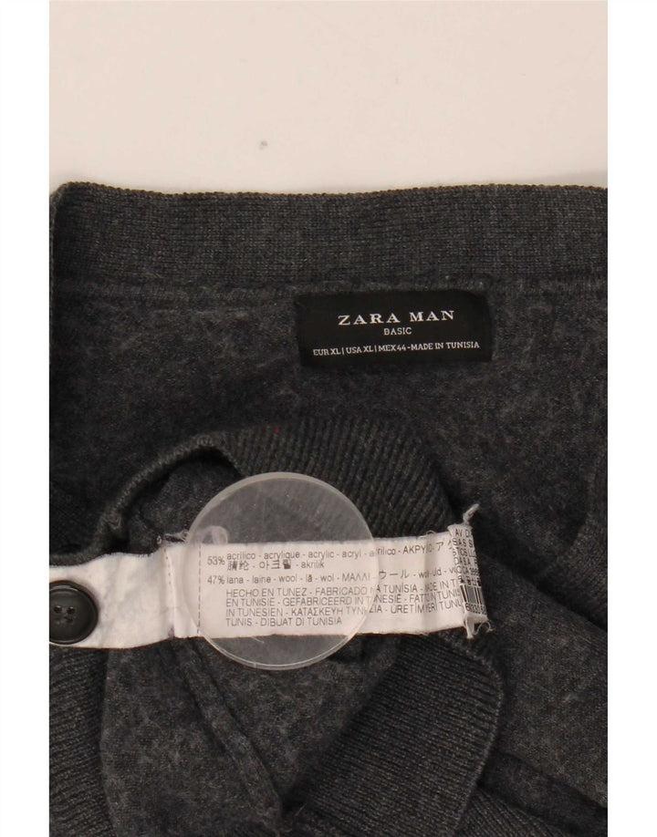 Zara Męski sweter rozpinany XL Szary akryl