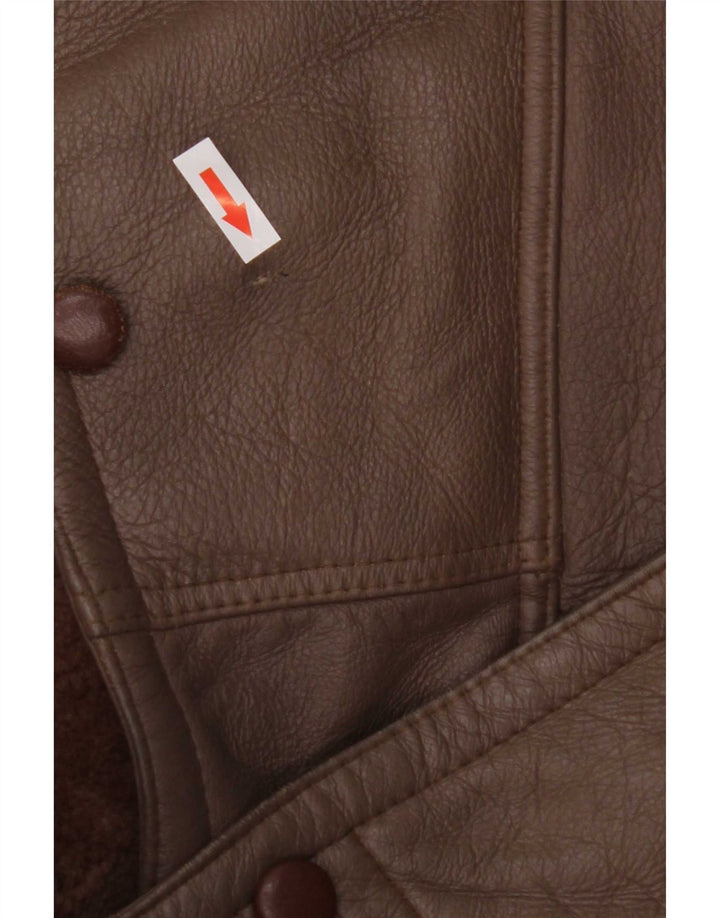 Vintage damska kurtka shearling UK 14 średni brąz