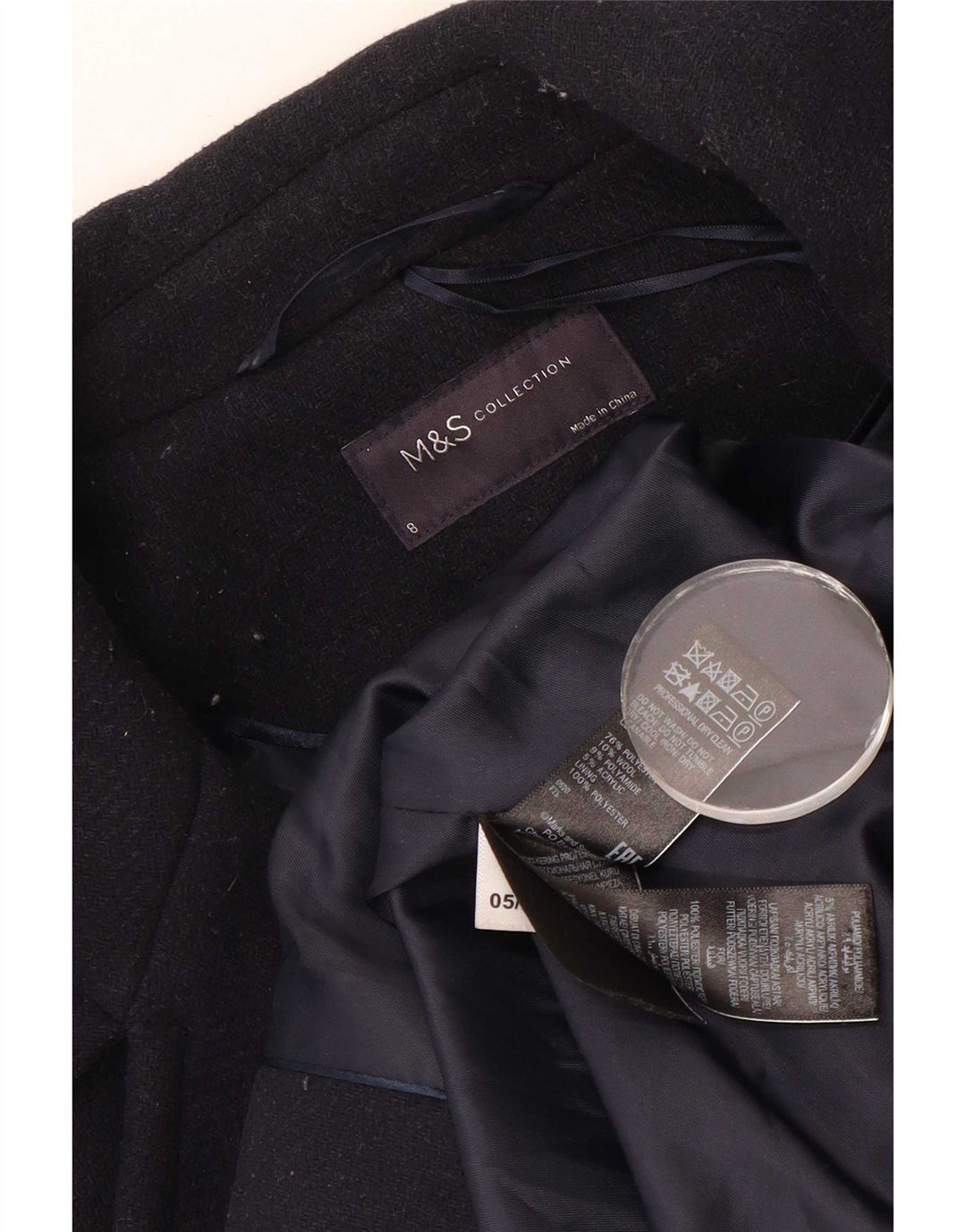 Marks & Spencer Damski płaszcz oversize w kolorze grochu UK 8, mały, granatowy, poliester