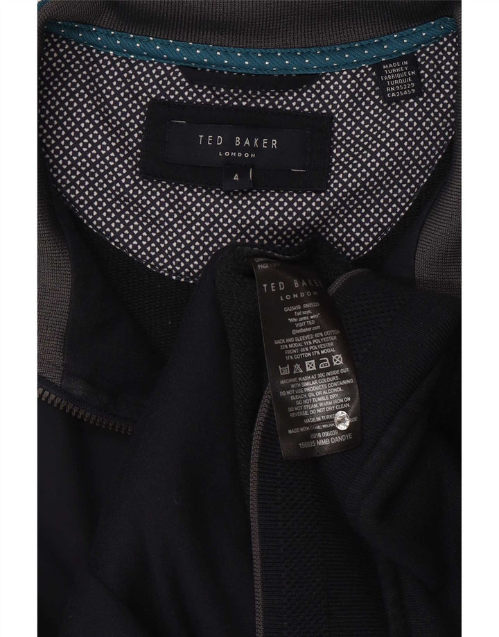 Ted Baker Mens Bomber Jacket Size 4 Large Navy Blue Cotton