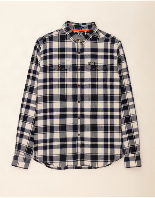 Męska koszula flanelowa Superdry XL, bawełniana, granatowa w kratę