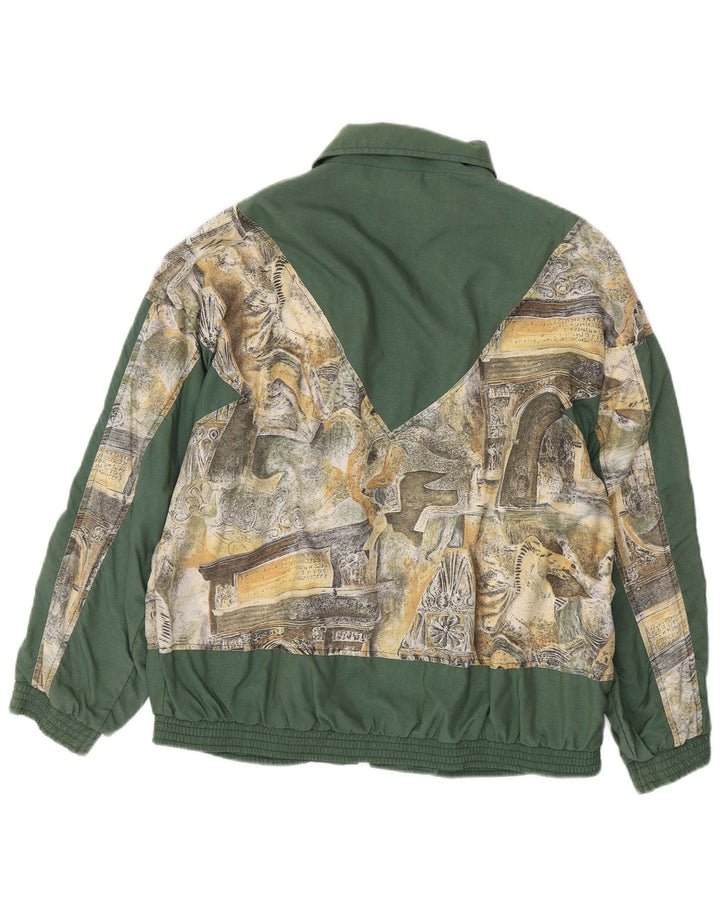 Męska kurtka dresowa o luźnym kroju w stylu VINTAGE, mała, khaki, poliamid