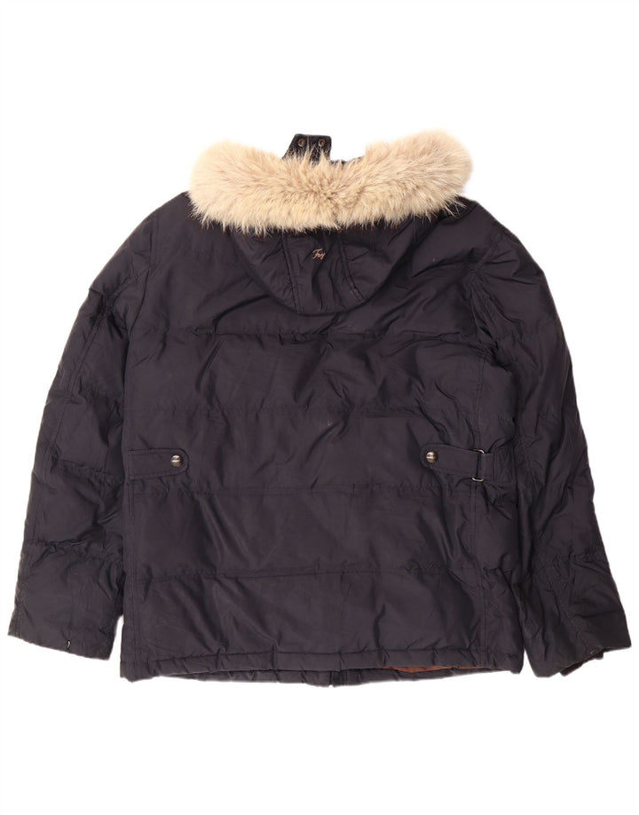 Męska ocieplana kurtka z kapturem FAY UK 40, duża, granatowa, z poliestru