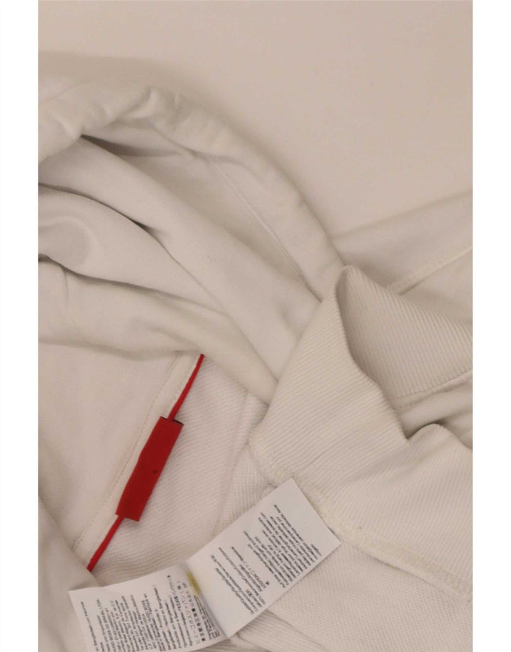 Męski sweter z kapturem i grafiką Hugo Boss, mały, biały, bawełniany