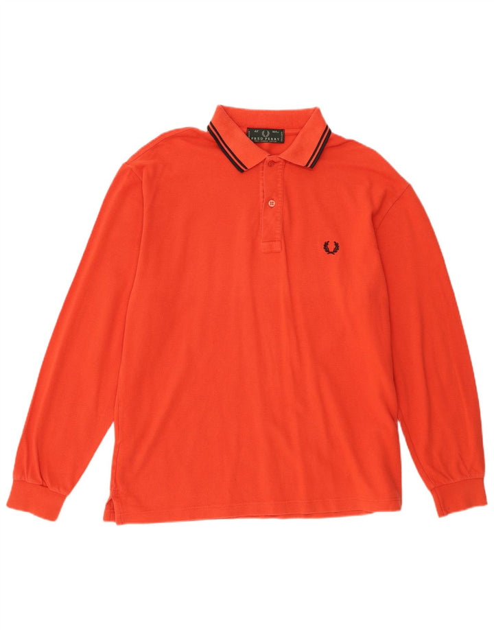 Męska koszulka polo z długim rękawem Fred Perry, średnia pomarańczowa bawełna