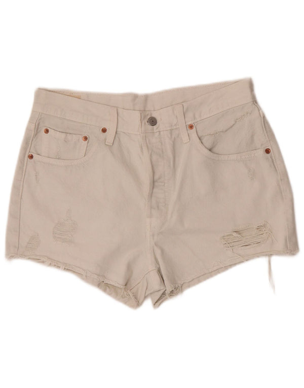 Damskie spodenki jeansowe Levi's 501 w trudnej sytuacji W30 Średnie złamane białe bawełniane