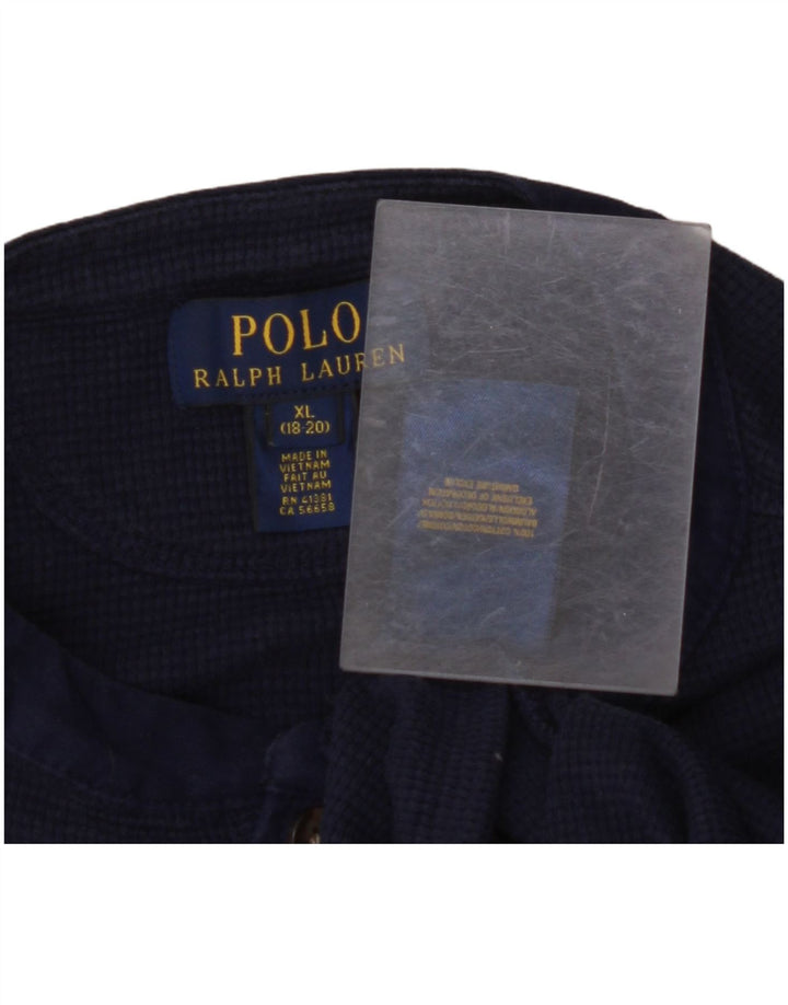 Koszulka POLO RALPH LAUREN chłopięca z długim rękawem, 15-16 lat, XL, granatowa, bawełniana