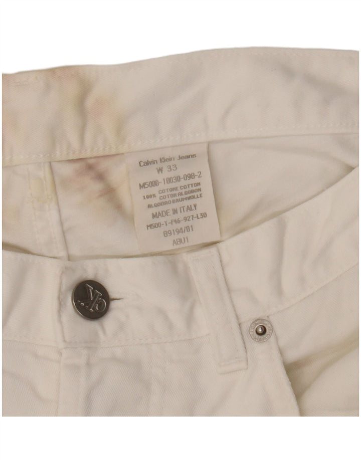 CALVIN KLEIN Mens Tapered Jeans W33 L30 White Cotton