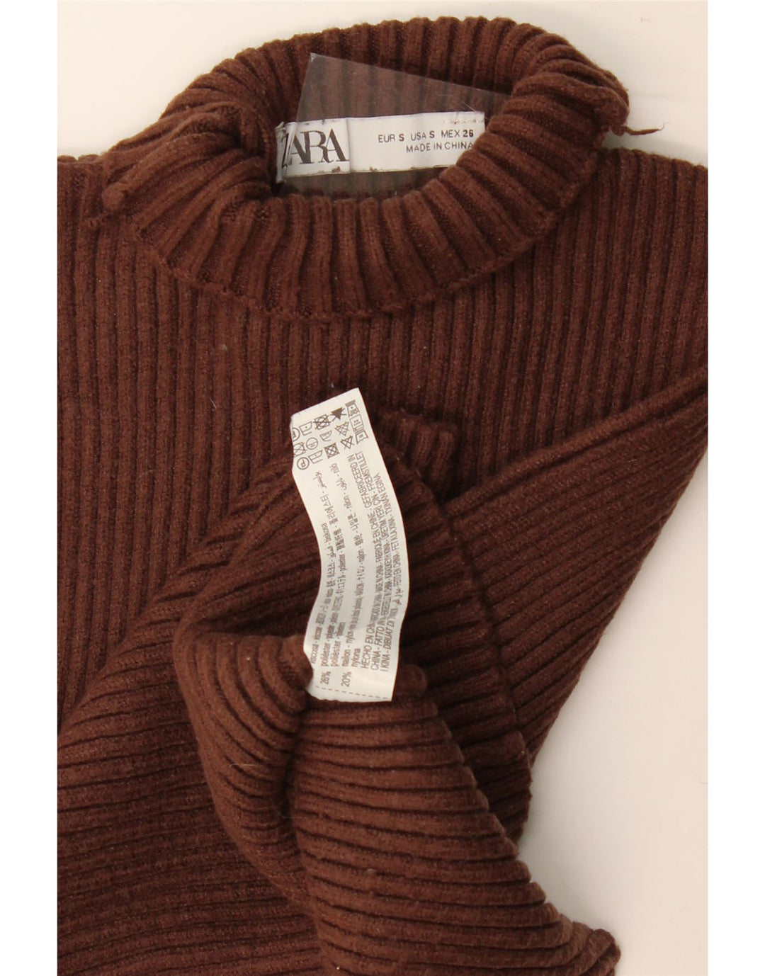Damski krótki top Zara UK 8 Small Brown wiskoza