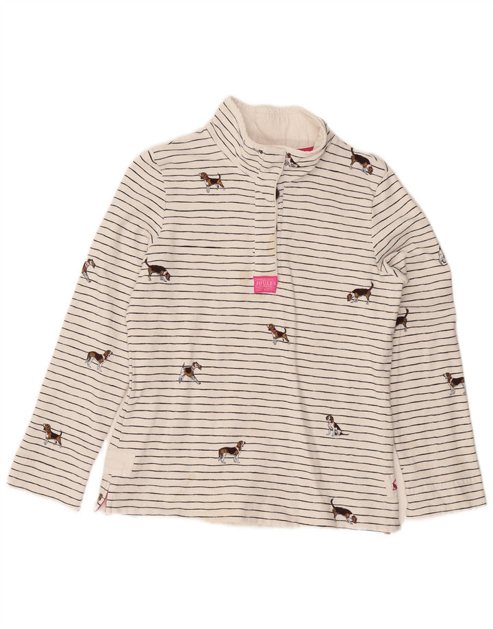 JOULES Womens Sweatshirt Jumper UK 12 Medium White Animal Print