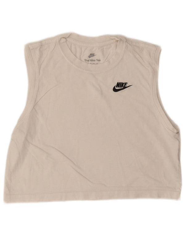 Damska koszulka typu Crop Oversize z kamizelką Nike, UK 6 XS, biała bawełna