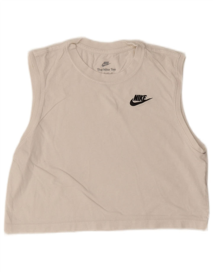 Damska koszulka typu Crop Oversize z kamizelką Nike, UK 6 XS, biała bawełna
