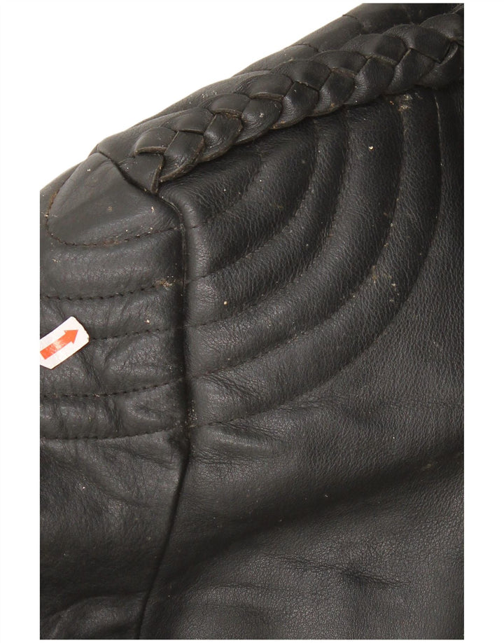 Vintage damska skórzana kurtka motocyklowa UK 22 3XL czarna skóra