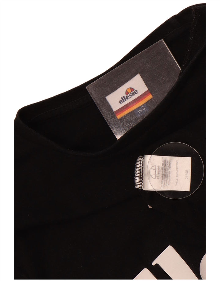 Damski top oversize z grafiką Ellesse z długim rękawem, UK 10, mały, czarny, bawełniany