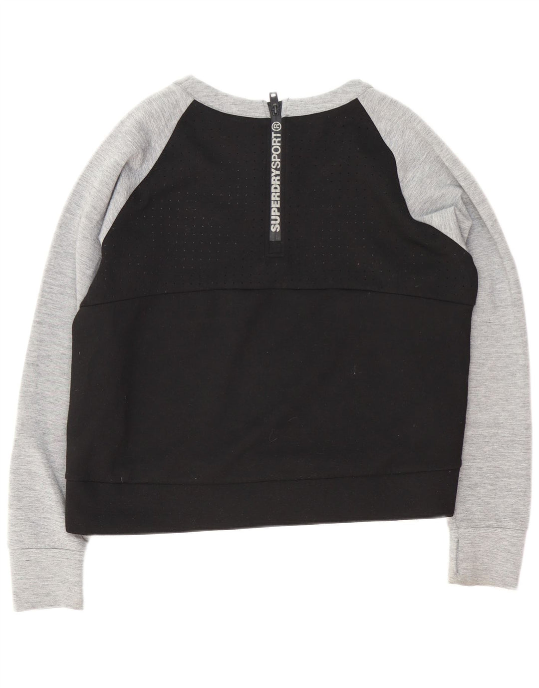 Damski sweter z grafiką Superdry UK 16, duży, czarny, z blokami kolorów
