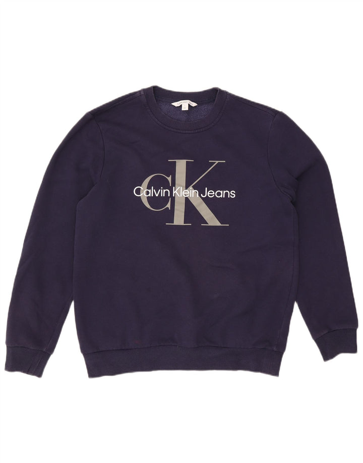 Męska bluza z grafiką Calvin Klein Jeans, średni granatowy, bawełniany
