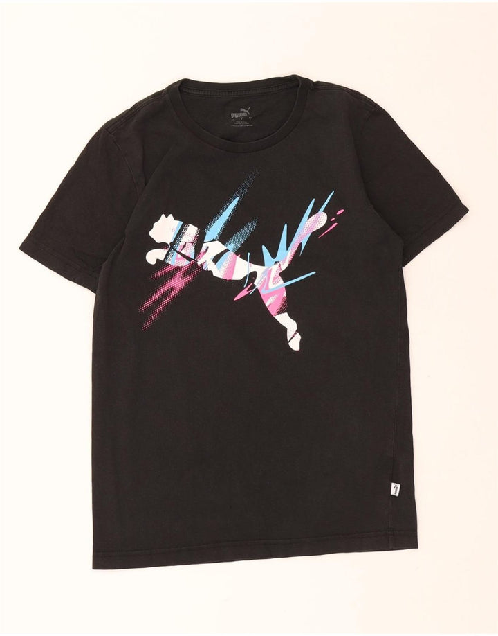 PUMA Mens Graphic T-Shirt Top Small Black Polyester