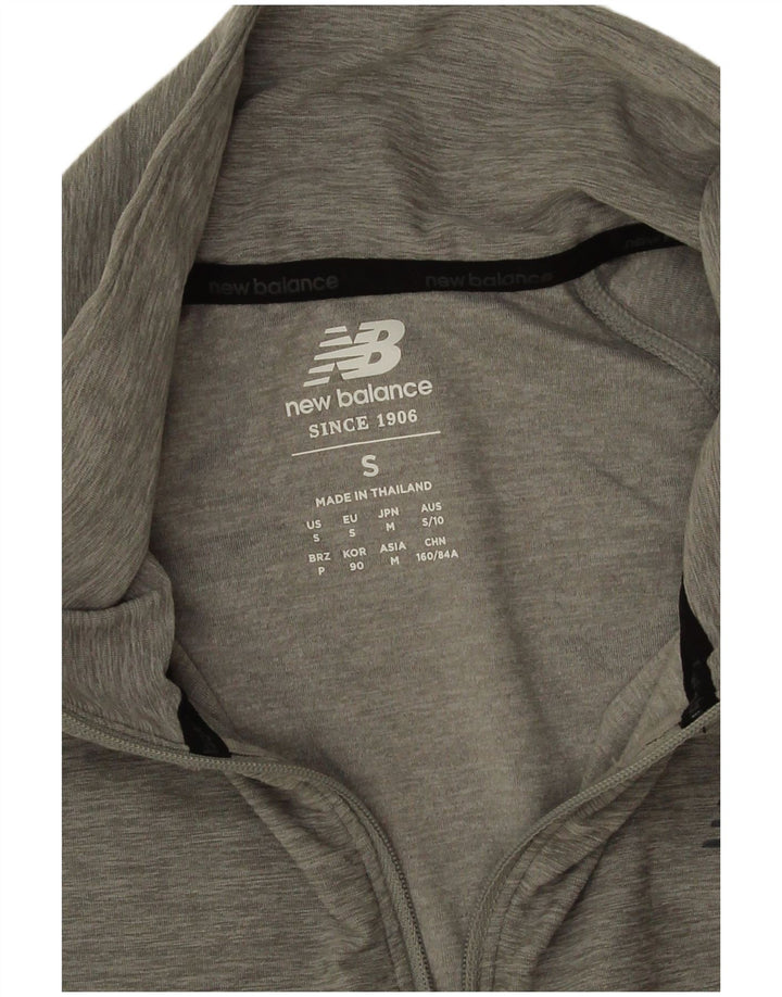 Damski top New Balance z długim rękawem i zamkiem błyskawicznym, UK 10, mały, szary poliester