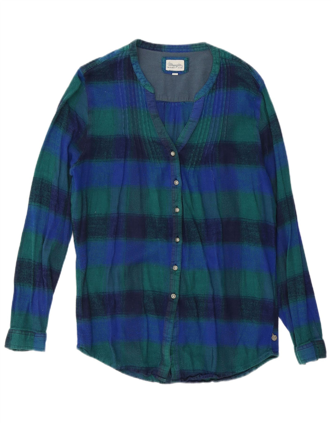 WRANGLER Womens Longline Flannel Shirt UK 16 Large Multicoloured Plaid