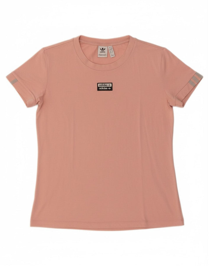 ADIDAS Womens Graphic T-Shirt Top UK 12 Medium Pink Modal