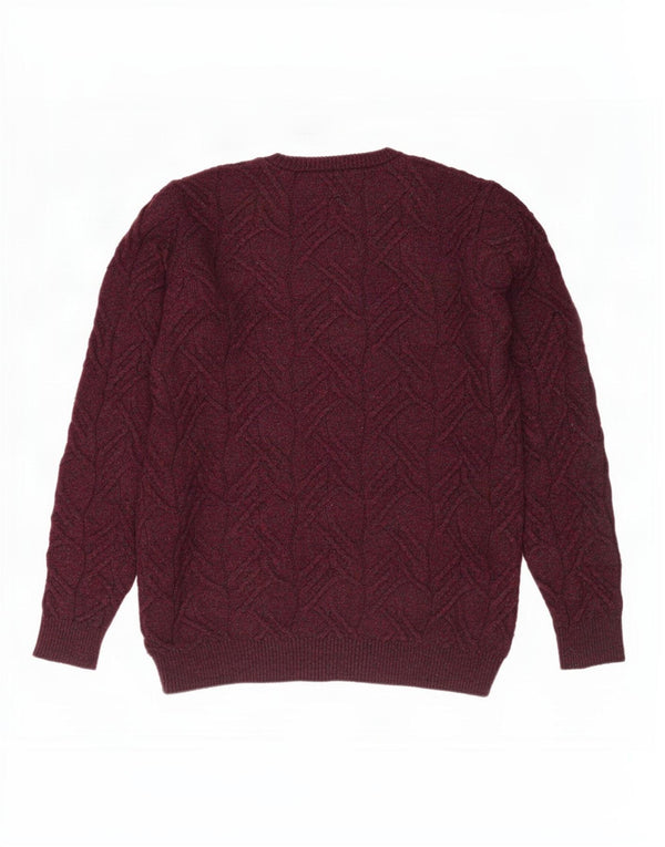 Marks & Spencer Męski sweter z okrągłym dekoltem, duży, bordowy, nakrapiany