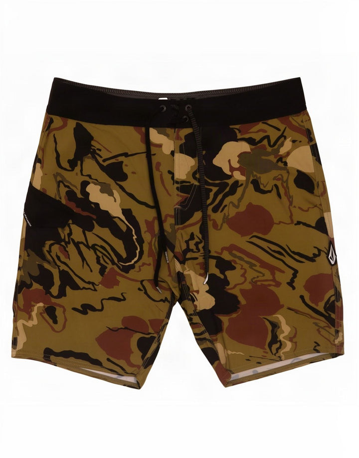 Męskie spodenki kąpielowe Volcom w abstrakcyjny wzór, średnie khaki