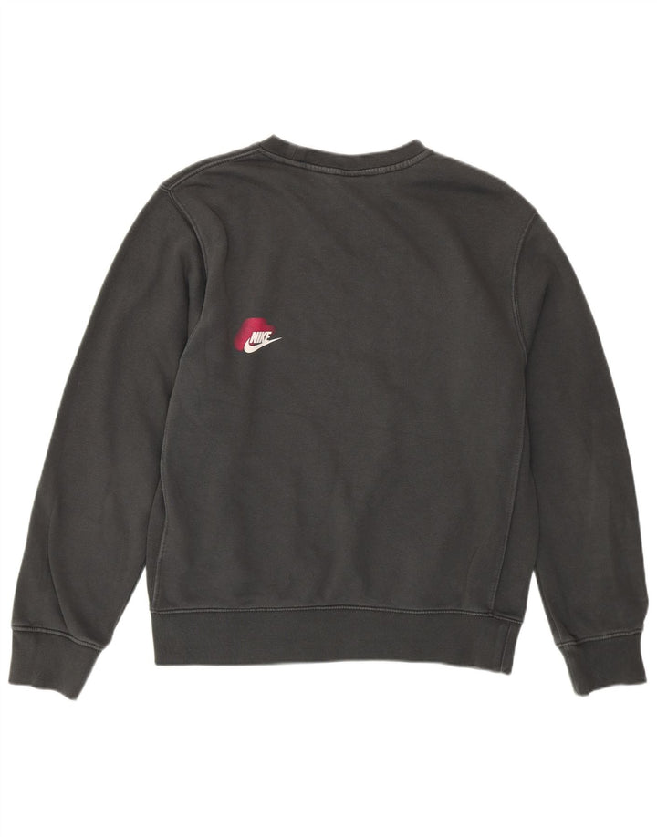 Męski sweter z grafiką NIKE, mały, szary, bawełniany