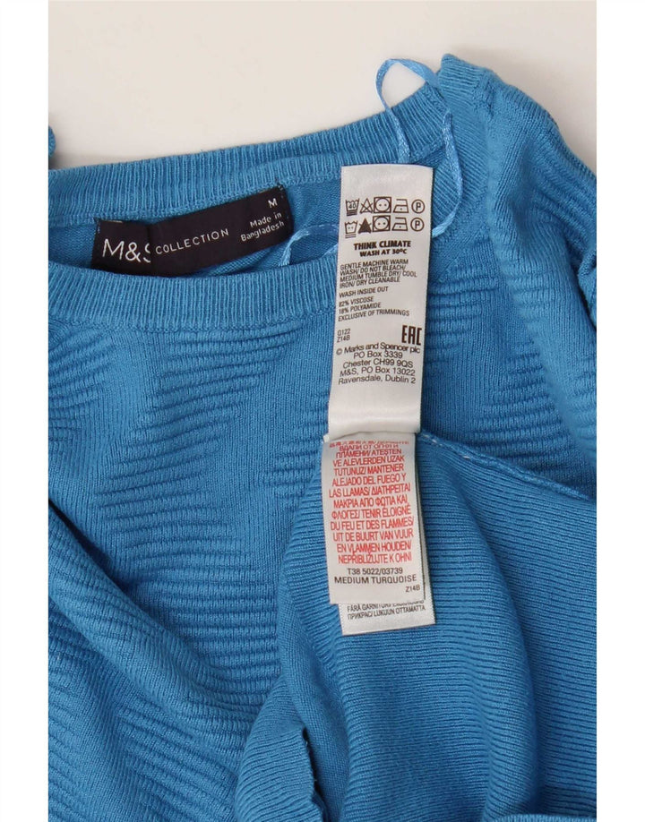 Marks & Spencer Damski sweter z dekoltem w łódkę UK 12 Średni niebieski Chevron