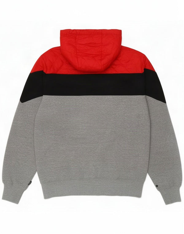 Sneaker Freak Męski sweter z kapturem i zamkiem, duży, szary, z blokami kolorów, bawełniany