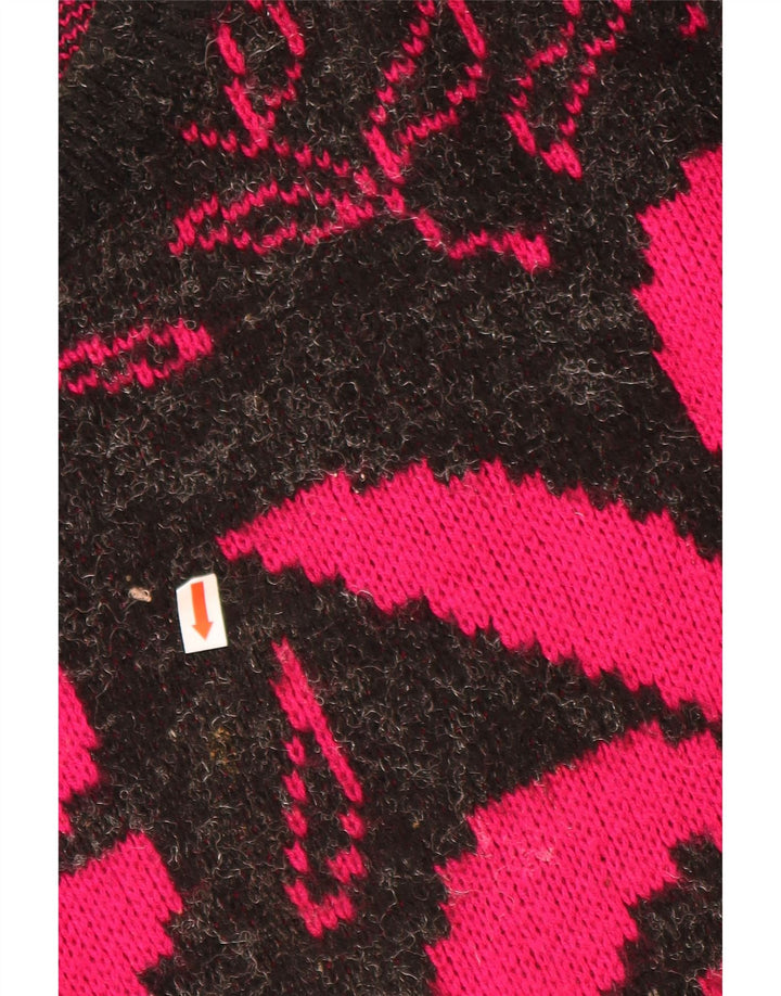 Damski sweter z dekoltem w łódkę w stylu VINTAGE UK 20 2XL Czarny kwiatowy akryl