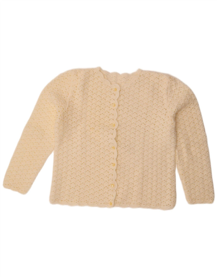 Sweter damski w stylu vintage, rozpinany UK 14, duży, biały