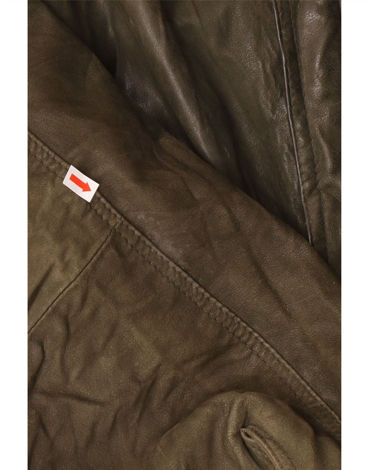 Męska kurtka skórzana w stylu vintage IT 52 XL, skóra khaki