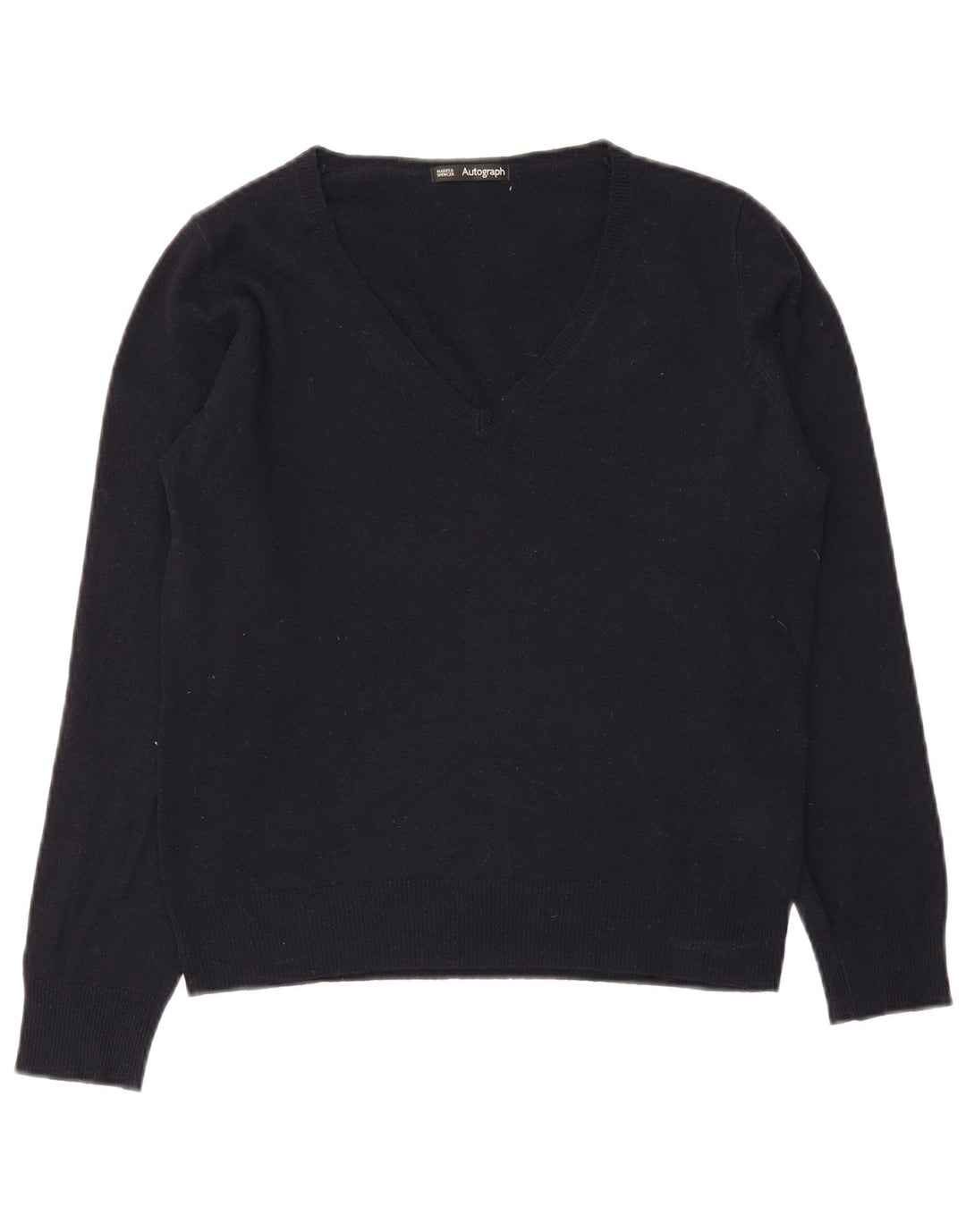 Damski sweter Marks & Spencer z dekoltem w kształcie litery V, UK 12, średni granatowy