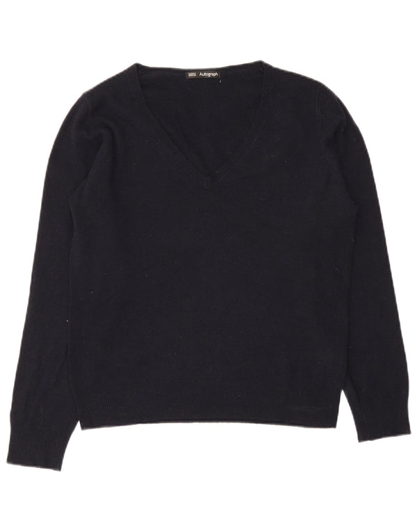 Damski sweter Marks & Spencer z dekoltem w kształcie litery V, UK 12, średni granatowy