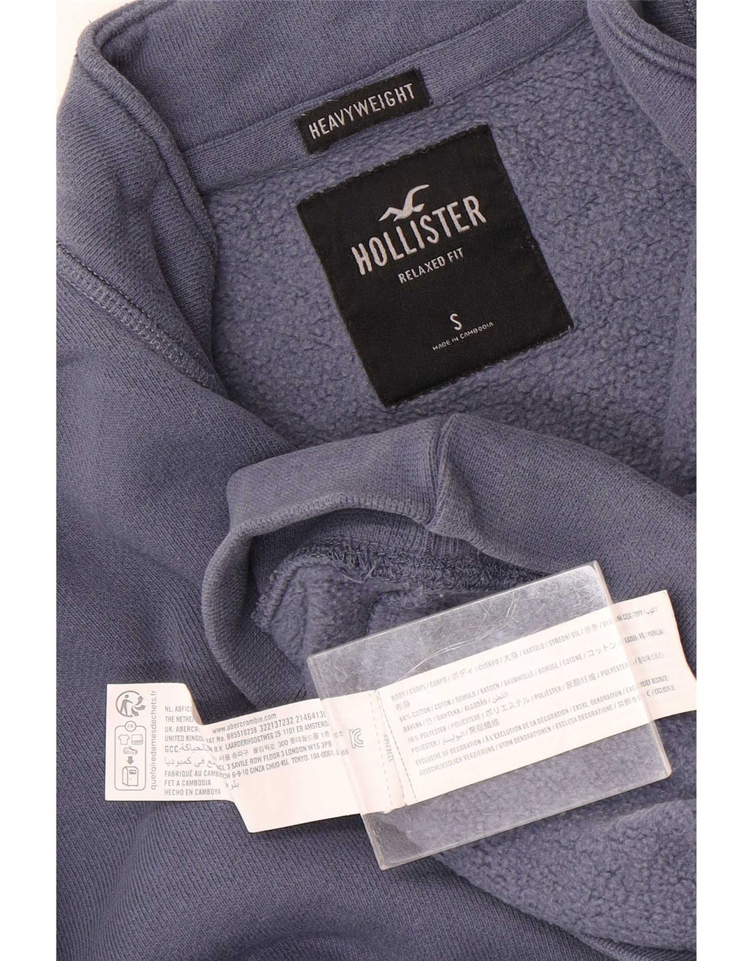 Męski sweter z zamkiem błyskawicznym Hollister, mały, niebieski, bawełniany