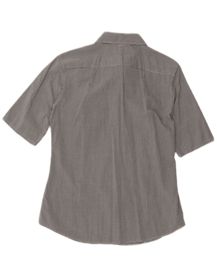 BENETTON Womens Short Sleeve Shirt UK 14 Medium Black Gingham
