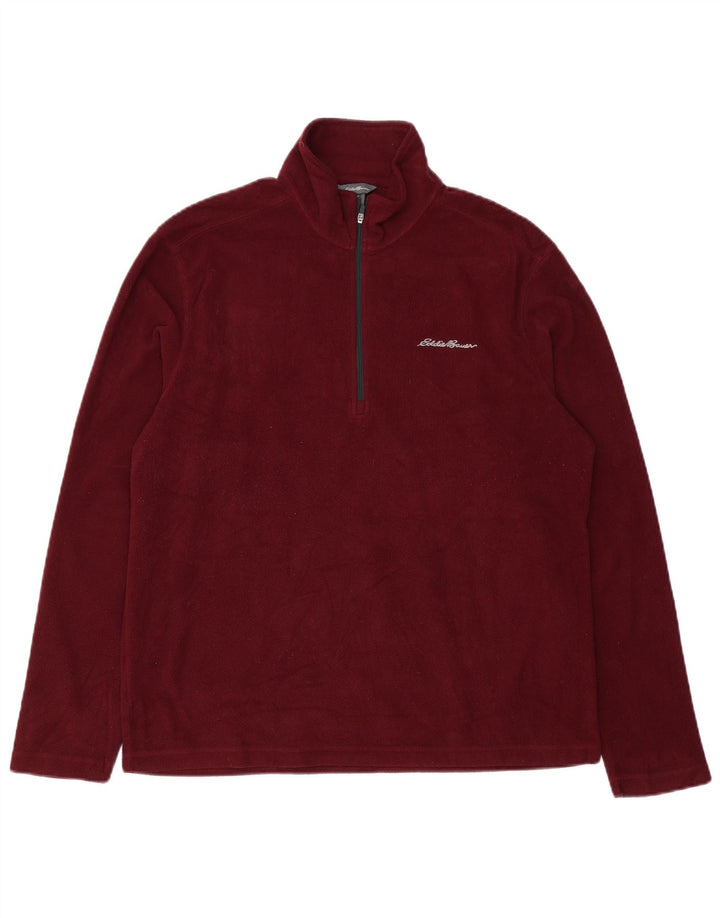 Męski sweter polarowy Eddie Bauer z zamkiem błyskawicznym, średni bordowy poliester