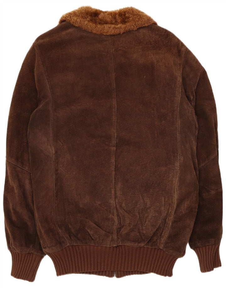 Vintage męska kurtka bomber Sherpa Suede UK 36 Small Brown
