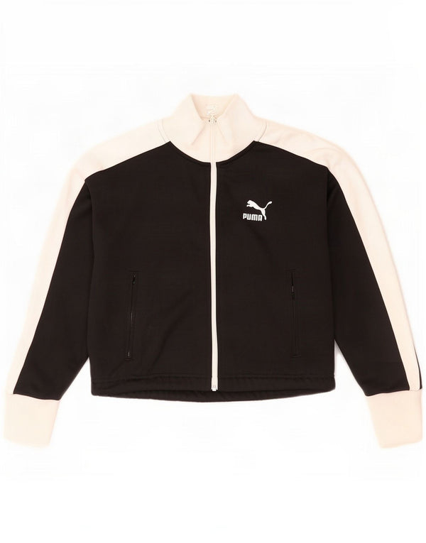Damska kurtka dresowa Puma Crop Top UK 6 XS Czarny poliester z blokami kolorów