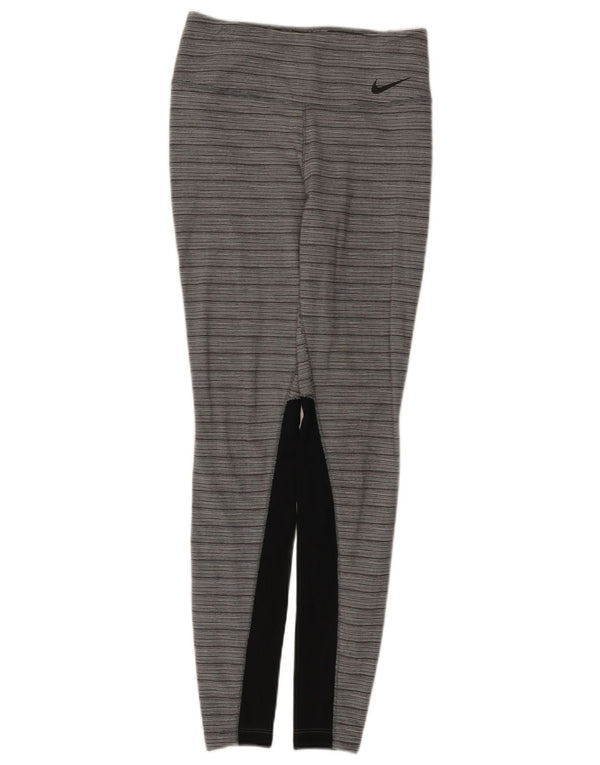 Damskie legginsy Nike Dri Fit UK 8, małe, szare, nylonowe bloki kolorów
