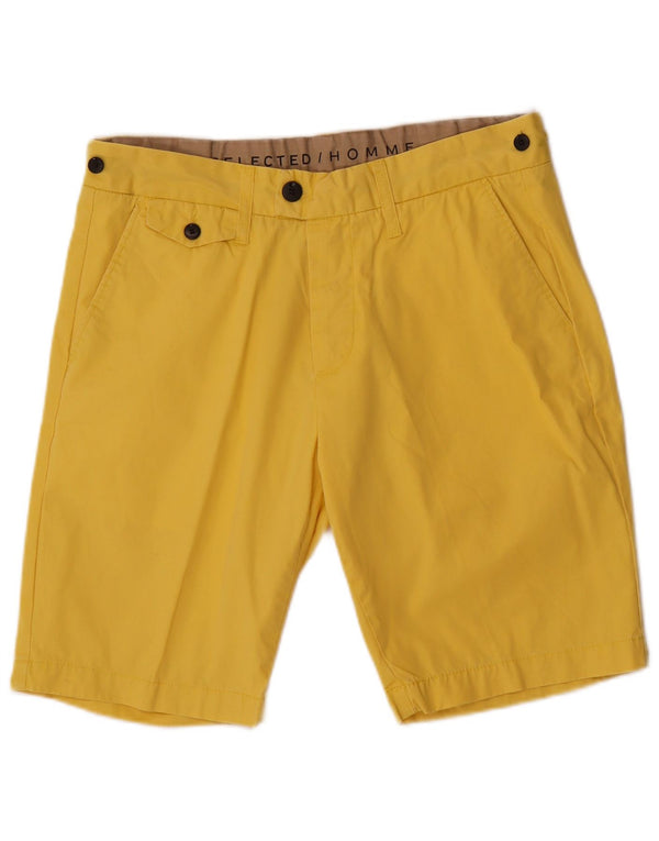 Męskie spodenki chino w stylu vintage, duże W34, żółta bawełna