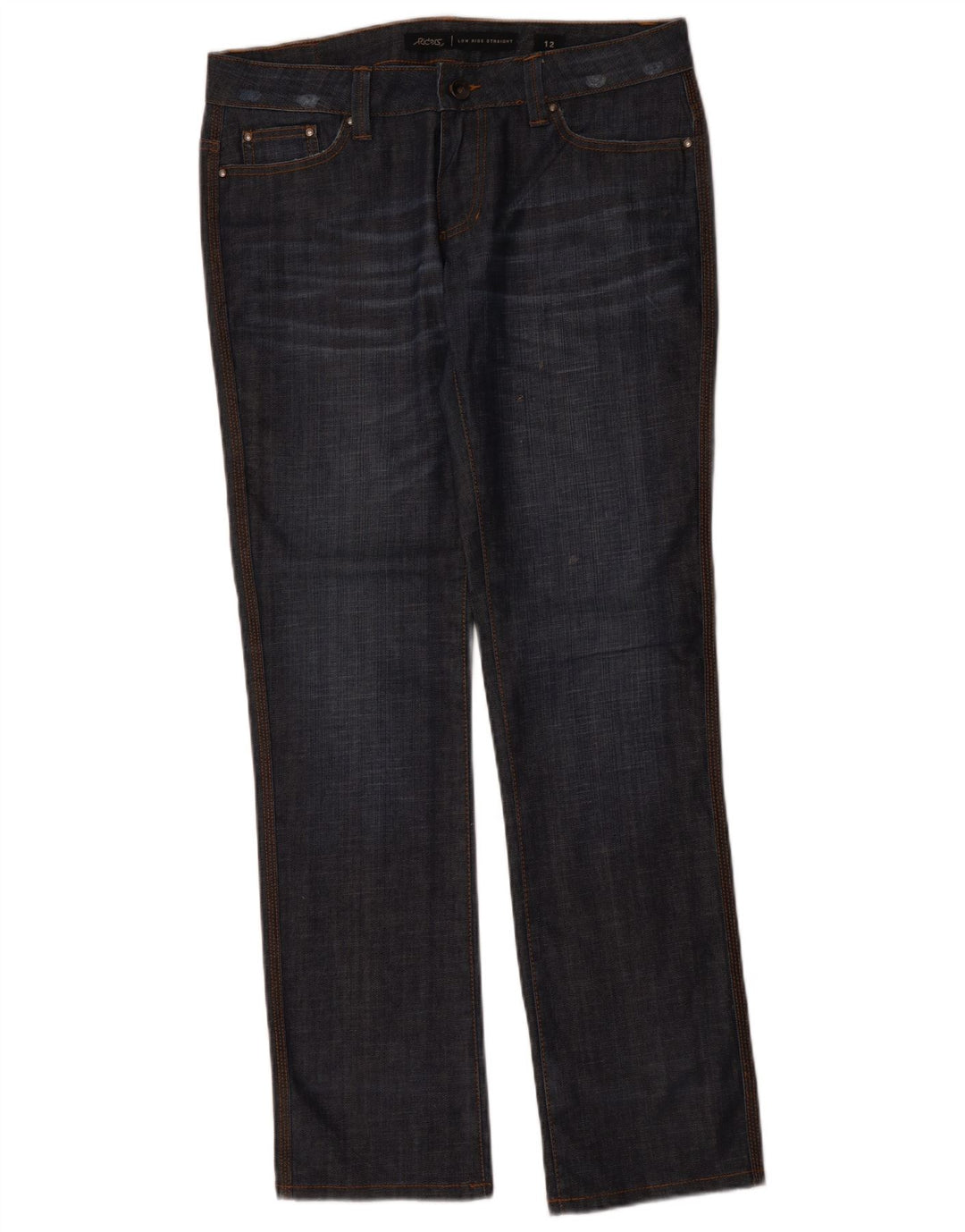 Damskie jeansy Riders LEE z niską talią, US 12, duże, W34 L33, granatowe