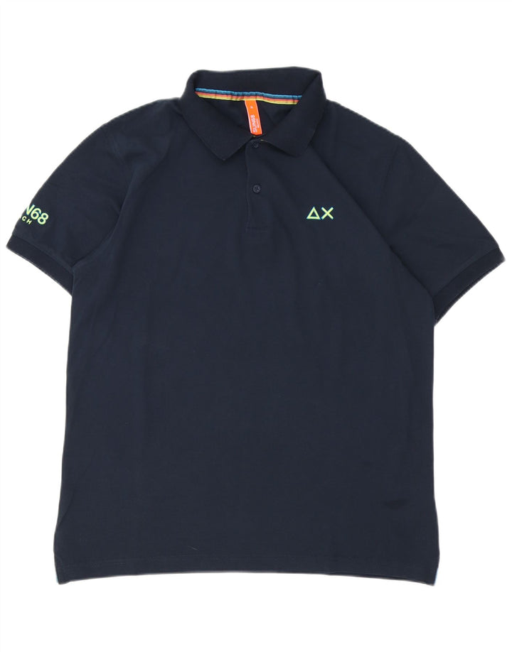 Męska koszulka polo Sun68 XL, granatowa, bawełniana