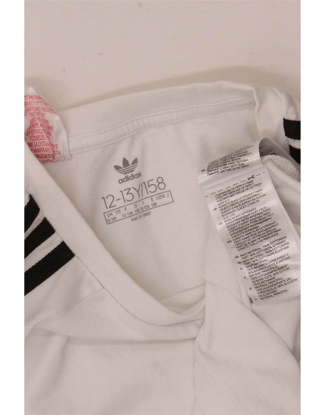 Adidas Chłopięca Top Z Długim Rękawem 12-13 Lat Biała Bawełna