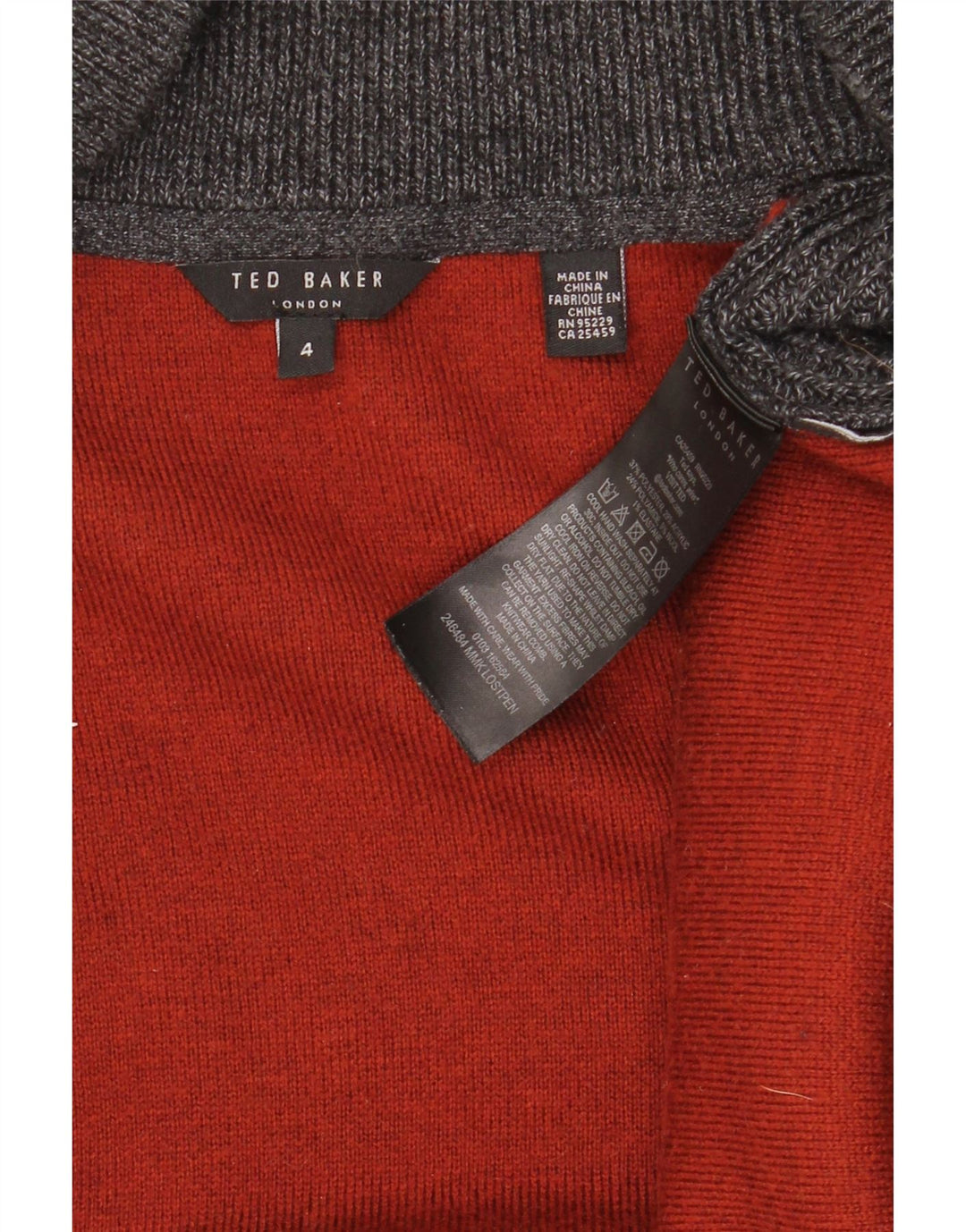 TED BAKER Męski sweter rozpinany, rozmiar 4, duży, szary, poliester