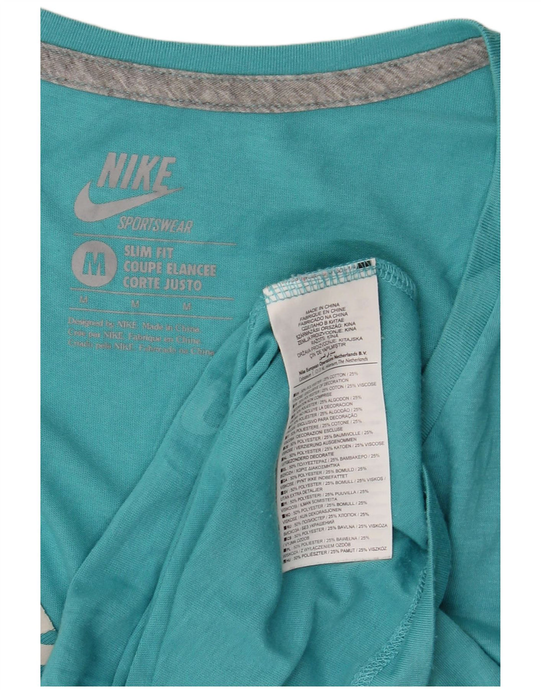 Damska koszulka NIKE o dopasowanym kroju z grafiką, UK 12, średni niebieski poliester