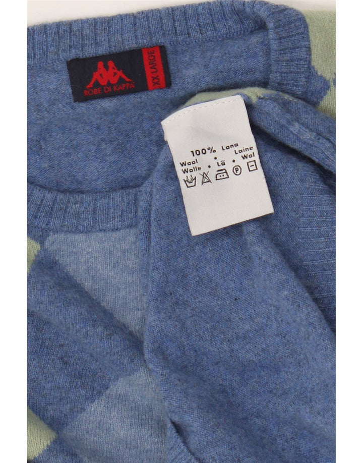 Męski sweter Kappa z okrągłym dekoltem 2XL Niebieski Argyle/Diamentowa wełna