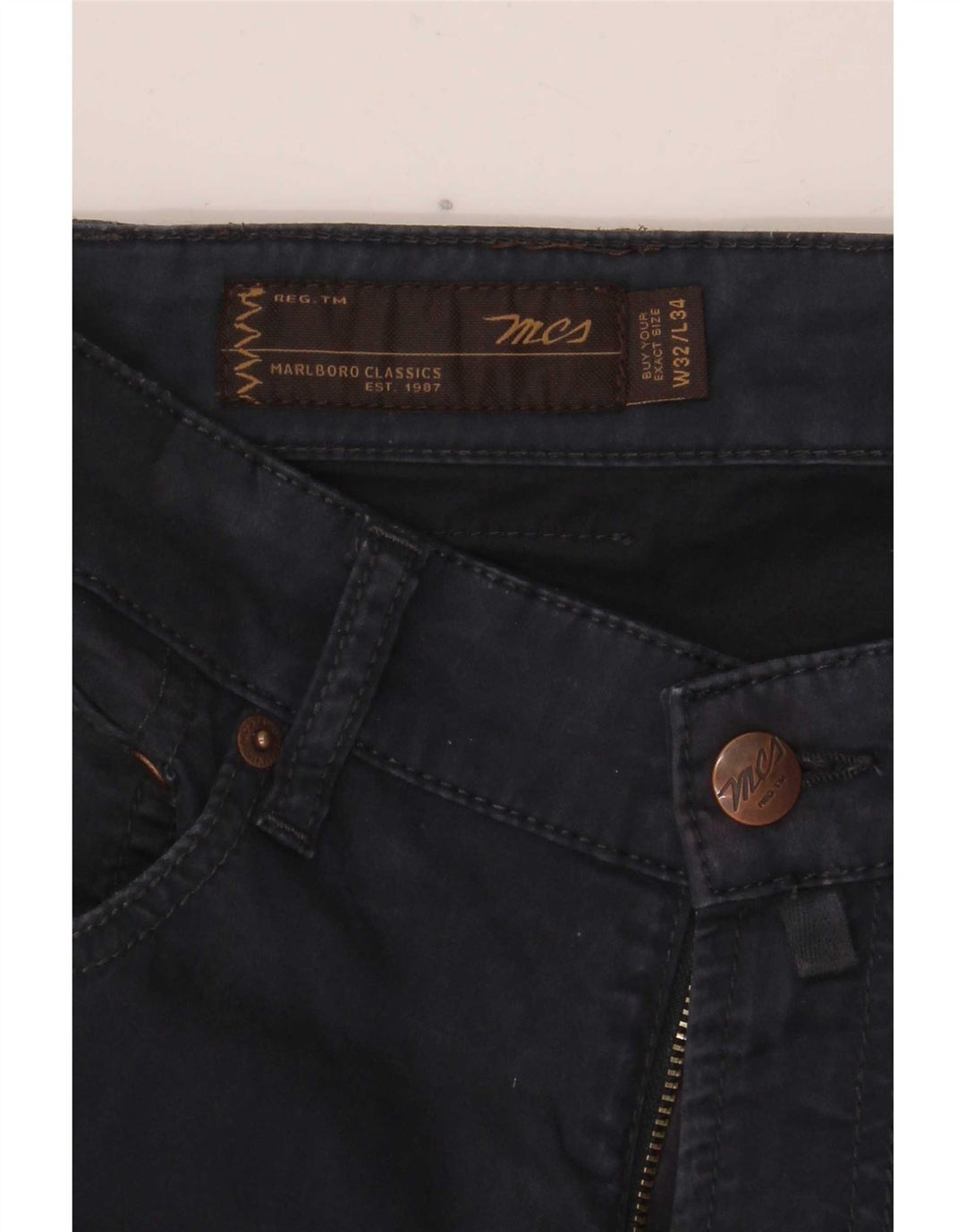Męskie spodnie typu slim casual Marlboro Classics W32 L31 granatowe